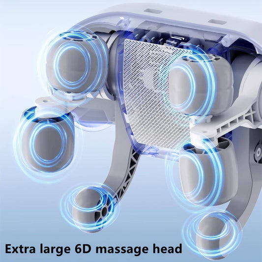 6-Way Kneading Neck Massager For Pain Relief Deep Tissue Portable Cordless Electrical Cervical Neck Massager Multi-Point Shiatsu Massager For Shoulder, Back, Waist & Limbs, Adjustable Intensity