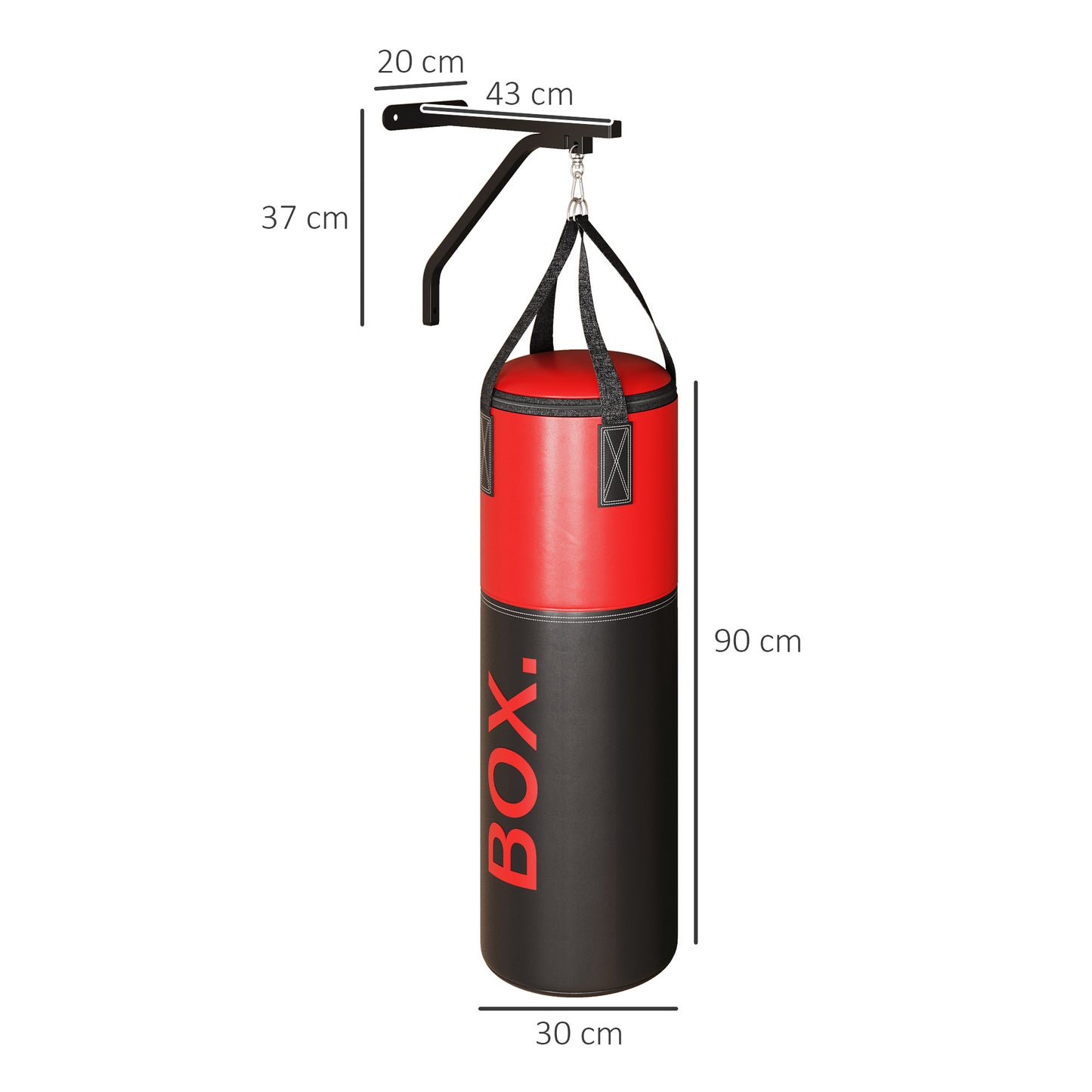 SPORTNOW Unfilled Punching Bag Set With Boxing Bag Bracket, Boxing Gloves, Hand Wraps And 360° Swivel Hook