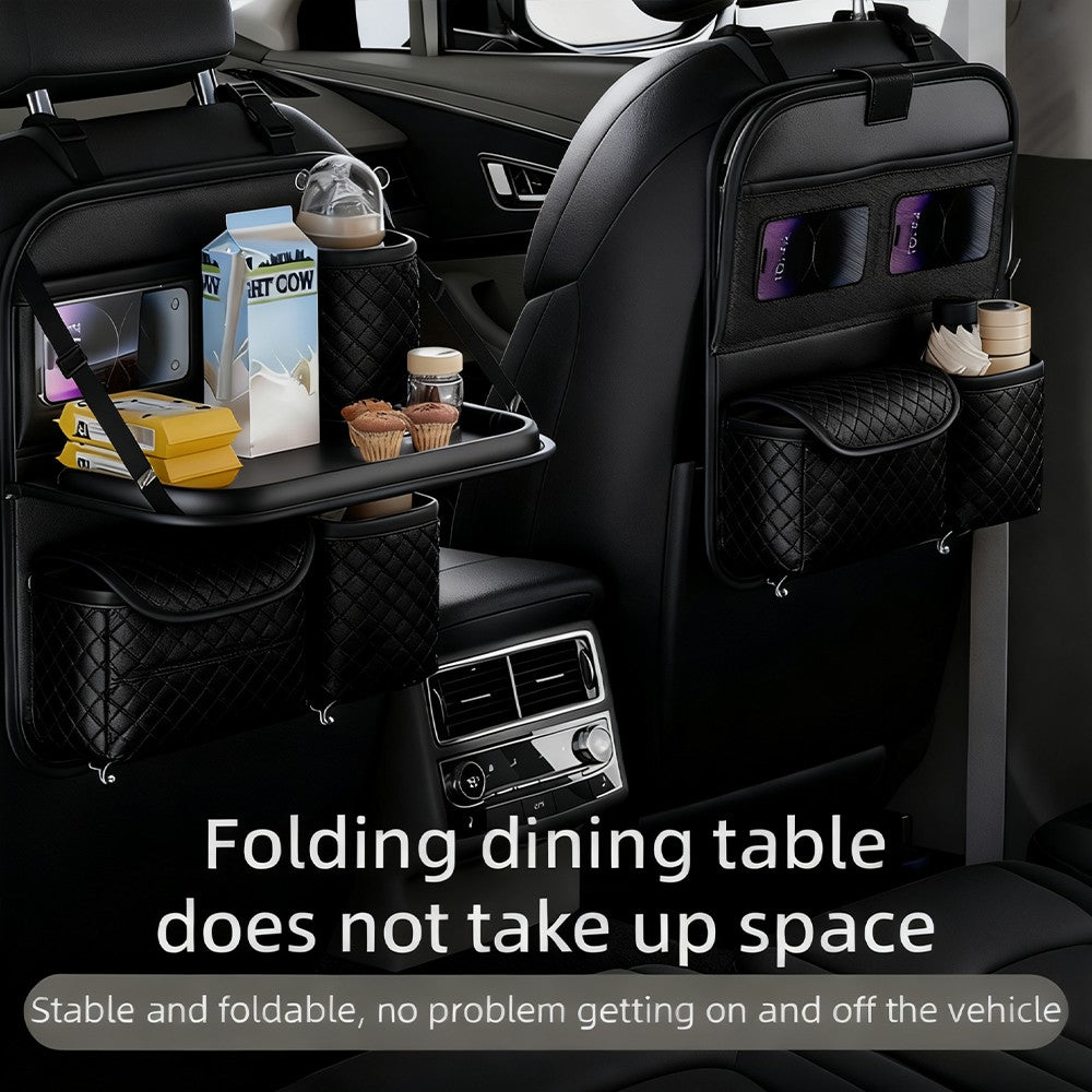 Car Organiser Bag Multi Pocket Black Leather Holder Back Seat Storage Tidy