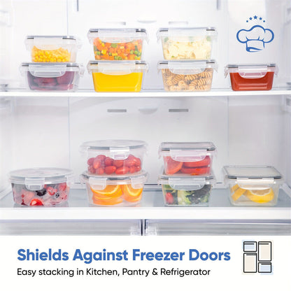 24X Clear Plastic Food Containers With Lids Microwave Freezer Safe Storage Boxes