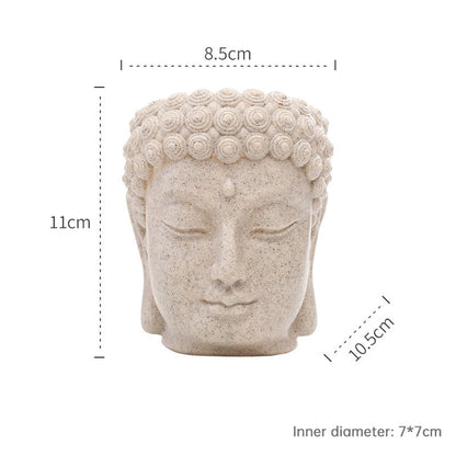 Buddha Head Flower Pot, Small Resin Succulent Planter, Garden Pot Home Office Desk Decoration