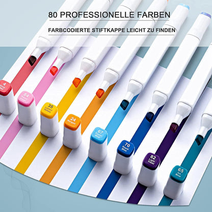 80 Farbe Acrylstifte Marker Set Permanent Pen DIY Graffiti Sketch Dual Pen