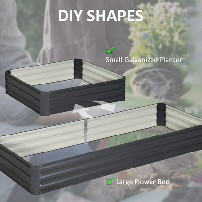 Metal Raised Garden Bed Planter Box Outdoor Planters For Growing Flowers, Herbs, Grey, 241x90.5x30cm