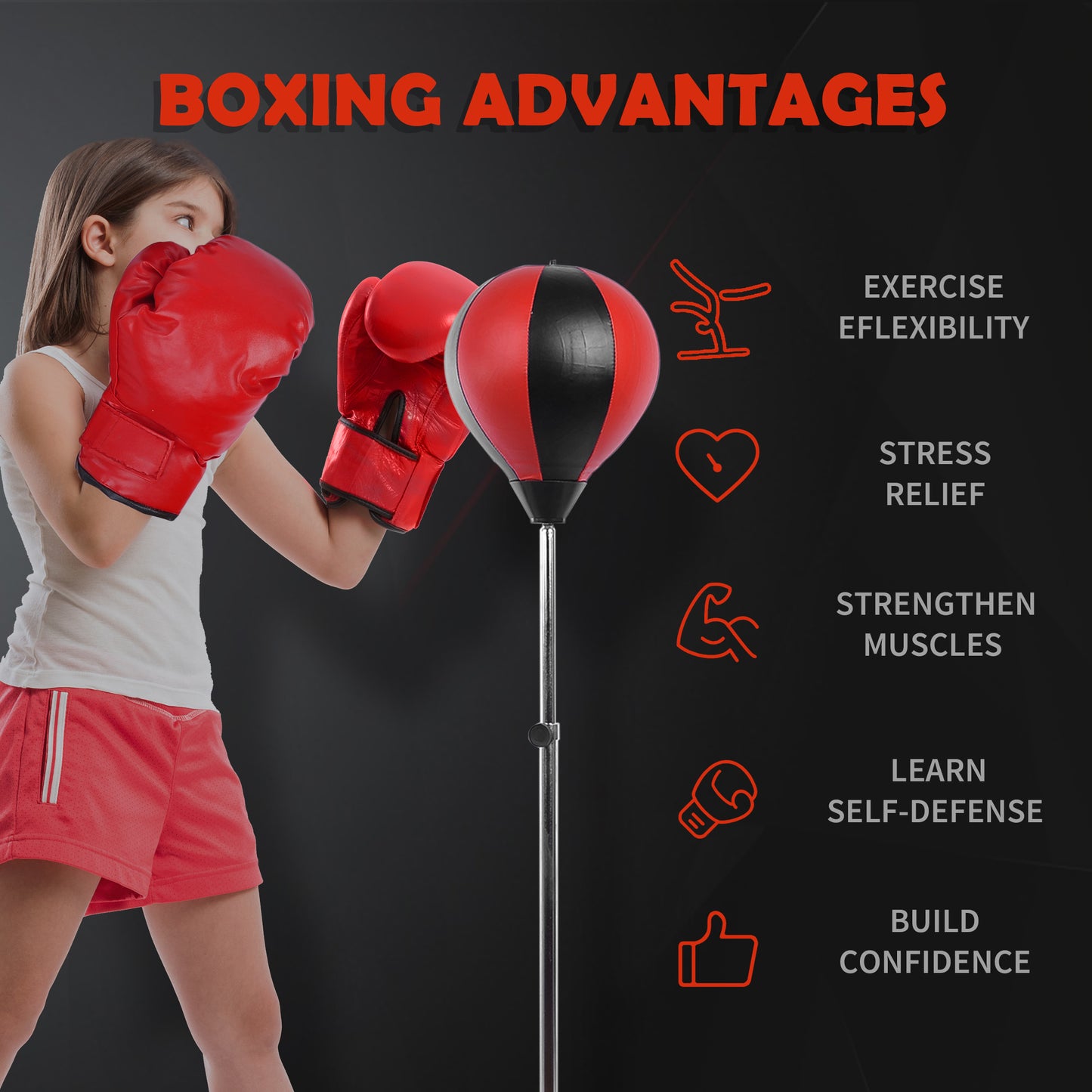 Punching Bag With Stand, 126-144 Cm Height Adjustable Boxing Set Free Standing Speed Bag With Gloves And Air Pump For Teenagers Home Gym Workout