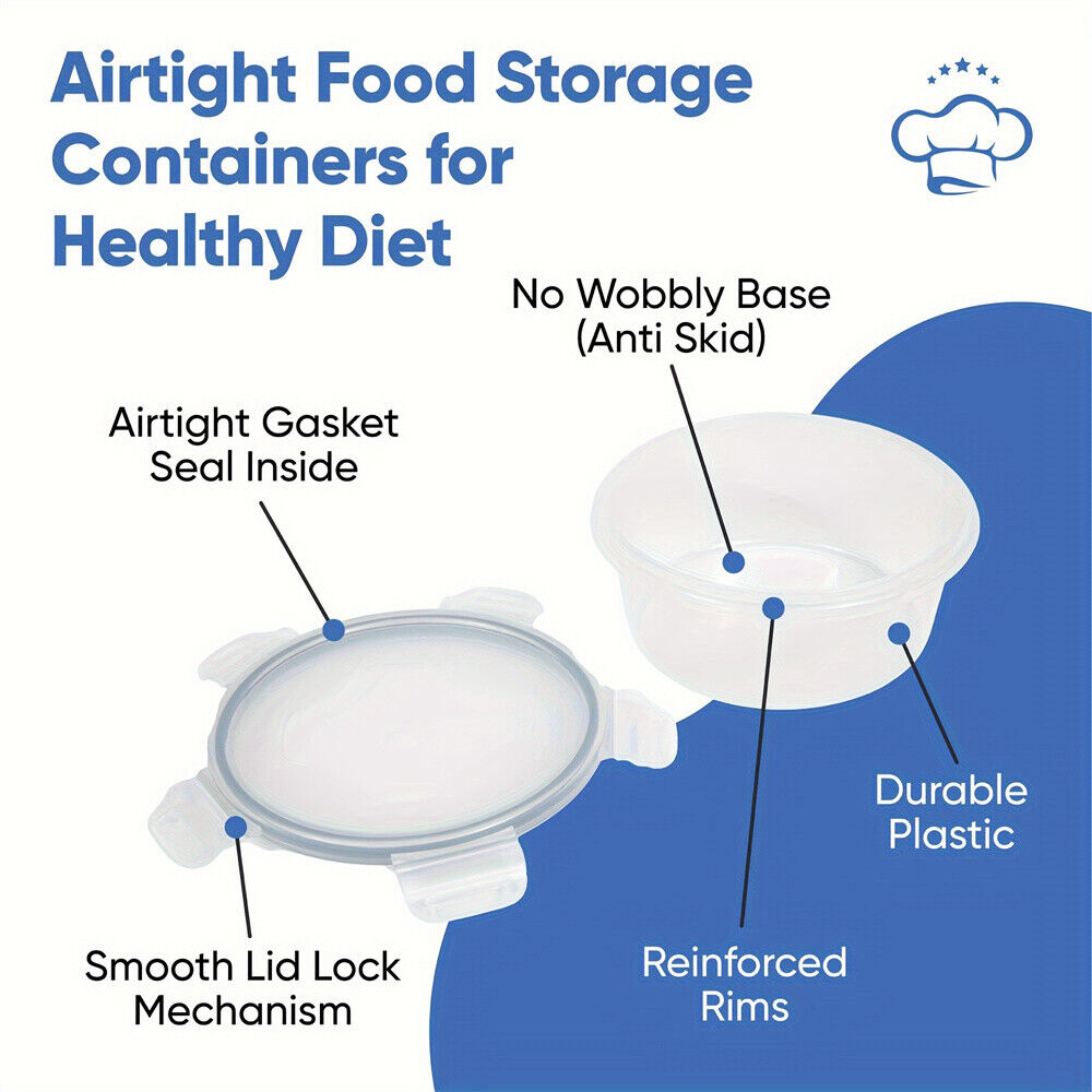 24X Clear Plastic Food Containers With Lids Microwave Freezer Safe Storage Boxes