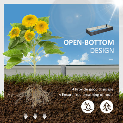 Metal Raised Garden Bed Planter Box Outdoor Planters For Growing Flowers, Herbs, Grey, 241x90.5x30cm