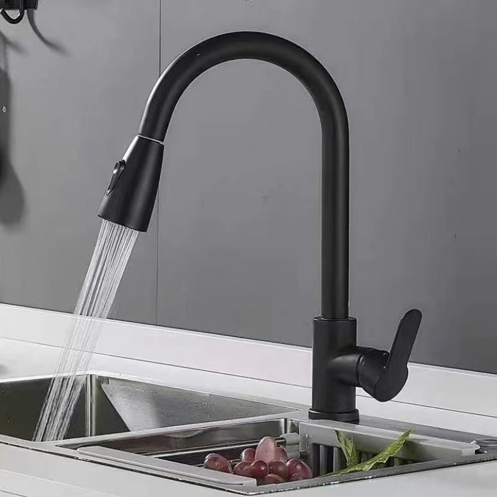 Black --Kitchen Tap, 2 Modes 360 Swivel Spout Kitchen Sink Mixer Tap, Single Handle Stainless Steel Tap, For Single Hole Sink And Kitchen, , Christmas Gifts