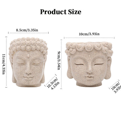 Buddha Head Flower Pot, Small Resin Succulent Planter, Garden Pot Home Office Desk Decoration