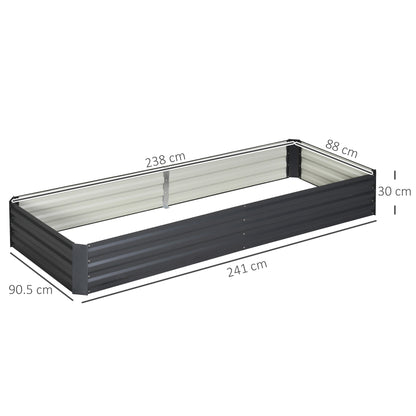 Metal Raised Garden Bed Planter Box Outdoor Planters For Growing Flowers, Herbs, Grey, 241x90.5x30cm