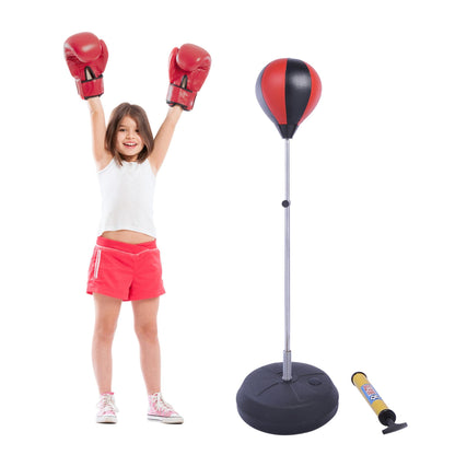 Punching Bag With Stand, 126-144 Cm Height Adjustable Boxing Set Free Standing Speed Bag With Gloves And Air Pump For Teenagers Home Gym Workout