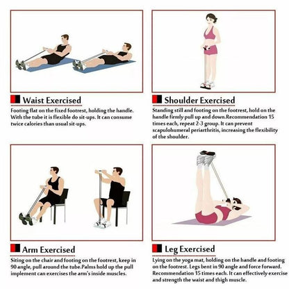 New Outdoor Sports Exercise Pedal Tensioner Sports Rope Fitness Equipment Slim Abdominal Arm Pedal Tension Rope Sit-Up Assistant Rubber Equipment Tensioner