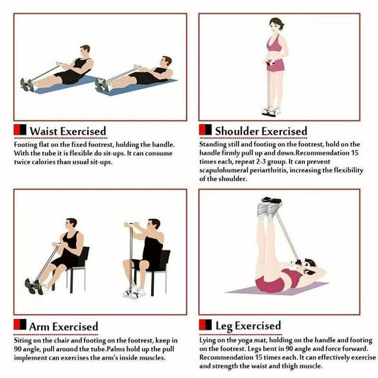 New Outdoor Sports Exercise Pedal Tensioner Sports Rope Fitness Equipment Slim Abdominal Arm Pedal Tension Rope Sit-Up Assistant Rubber Equipment Tensioner