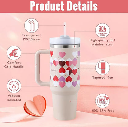 40 Oz Tumbler With Handle Straw Insulated